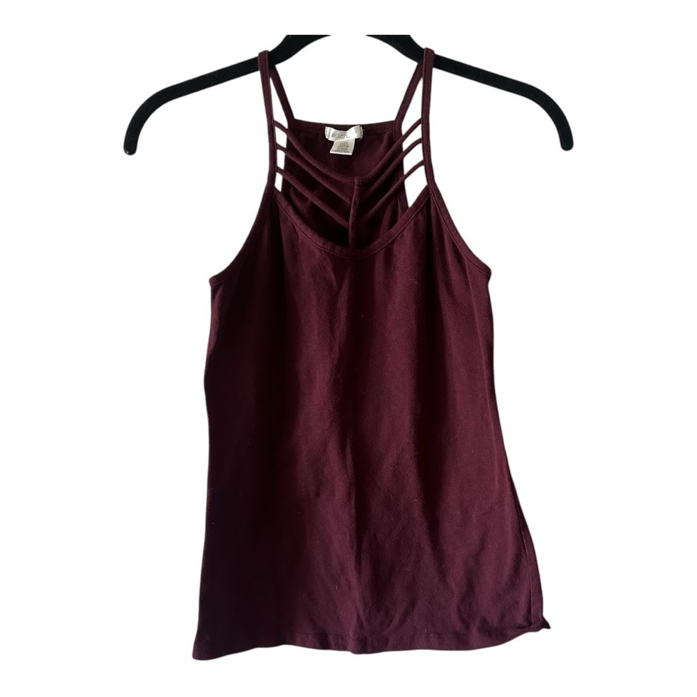 Burgundy tank top with criss-cross front detail #tanktop SO SOFT, stretchy!